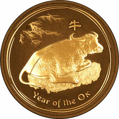 Reverse of One Ounce Australian Gold Lunar Calendar Ox