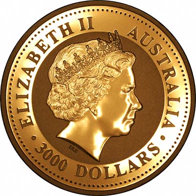 Obverse of 2009 Australian One Kilo Gold Kangaroo Nugget Coin