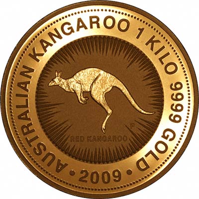 Reverse of 2009 Australian One Kilo Gold Kangaroo Nugget Coin
