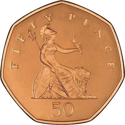 Reverse of 1998 Gold Proof Fifty Pence