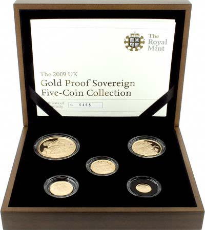 2009 Gold Sovereign 5 Coin Proof Set in Case