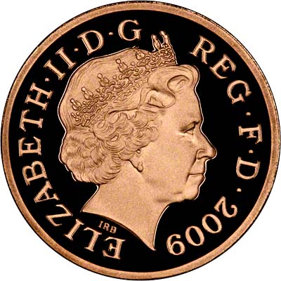 Obverse of 2009 Proof Gold One Pound Coin