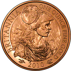 Reverse of 2010 One Ounce Gold Britannia Coin