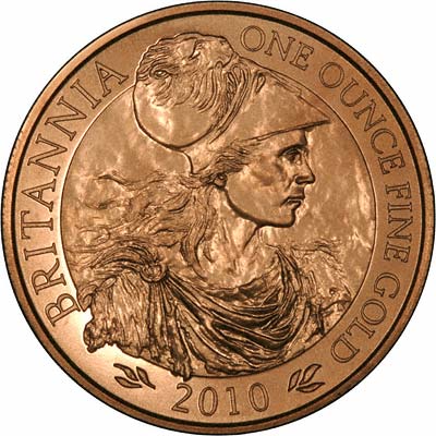 Reverse of 2010 One Ounce Gold Bullion Britannia