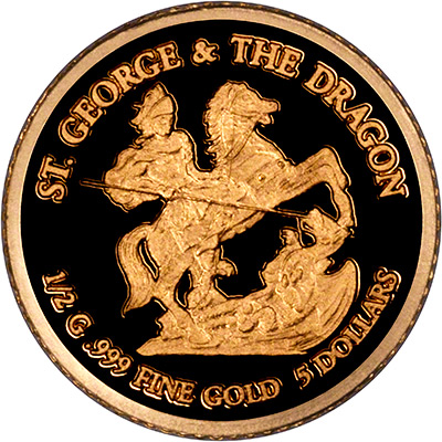 Reverse of 2010 Cook Islands Gold Proof Five Dollars