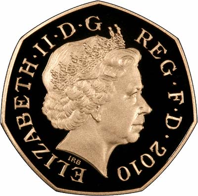 Obverse of 2010 Girl Guiding Gold Proof Fifty Pence