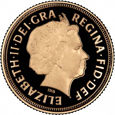 Obverse of 2010 Gold Proof Half Sovereign