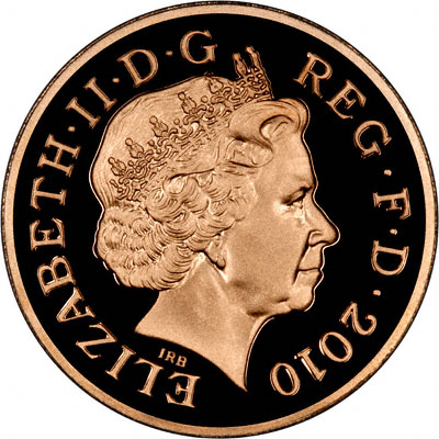 Obverse of 2010 Proof Gold One Pound Coin