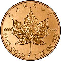 Reverse of 2011 Gold Canadian Maple Leaf Coin