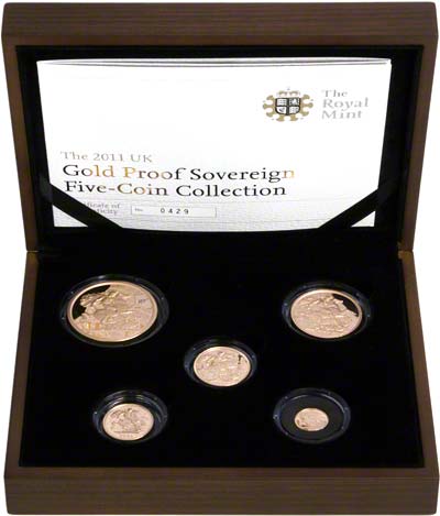 2011 Gold Sovereign 5 Coin Proof Set in Case