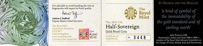 2011 Proof Half Sovereign Certificate