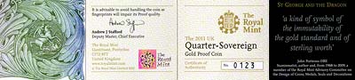 2011 Proof Quarter Sovereign Certificate