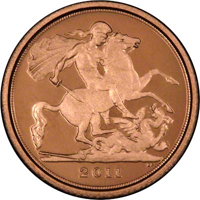 Reverse of 2011 Gold Proof Quarter Sovereign