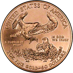 Reverse of One Ounce Gold American Eagle Coin