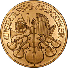 Reverse of One Ounce Gold Austrian Philharmoniker Coin