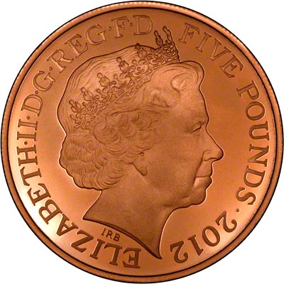 Obverse of 2012 Gold Proof Five Pound Crown