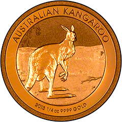 Reverse of Quarter Ounce Gold Australian Kangaroo Nugget Coin