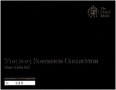 Obverse of 2013 Four Coin Gold Proof Set Certificate