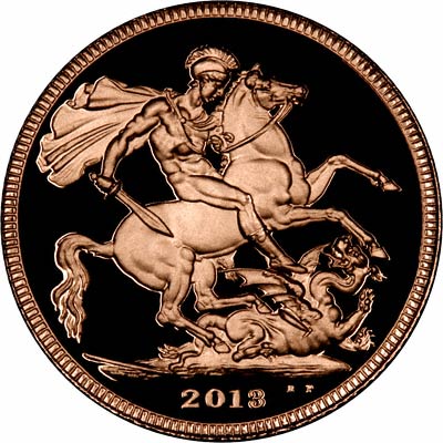 Reverse of 2012 Gold Proof Sovereign - Mock Up