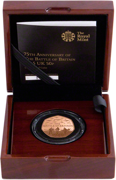 2015 75th Anniversary of the Battle of Britain Brilliant Gold Proof Fifty Pence in Presentation Box