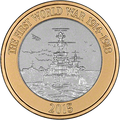 2015 The Royal Navy First World War Brilliant Uncirculated Two Pound Coin Reverse