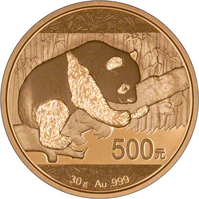 Reverse of 2016 Thirty Gram Chinese Gold Panda