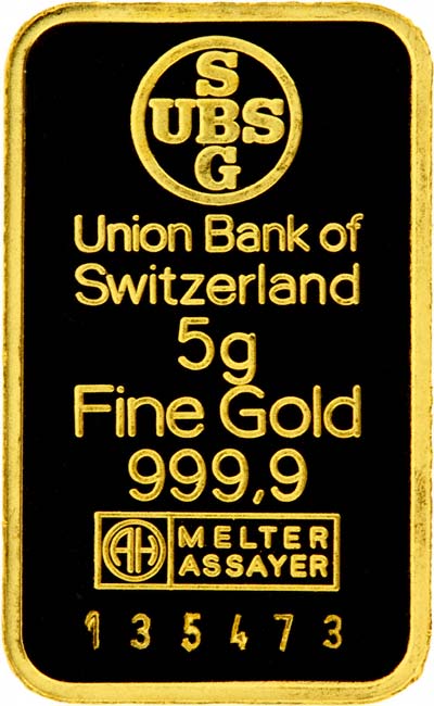 5 Gram Union Bank of Switzerland Gold Bar