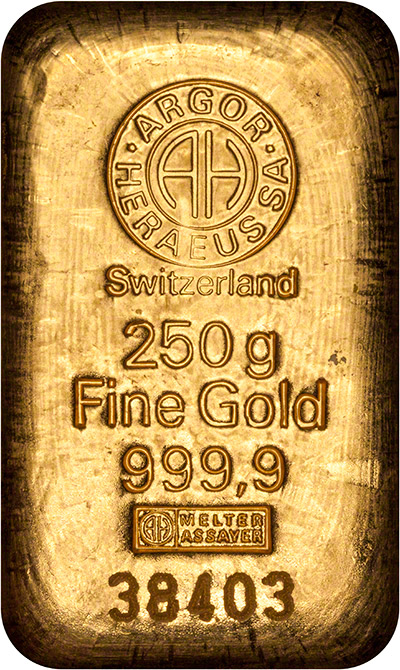 Argor Hereaus 250 Gram Gold Bar