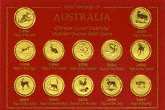 Type Set of Quarter Ounce Lunar Calendar Gold Coins