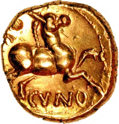 Reverse of Celtic Gold Stater of Cunobelin