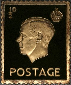 George VI on Gold Halfpenny Stamp Replica