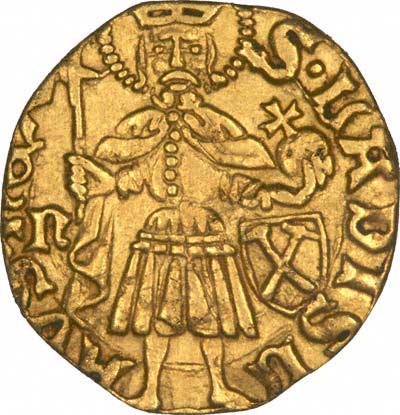 Obverse of Hungarian Gold Florin of Mathias I