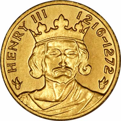 Henry III on Obverse of Kings and Queens Miniature Gold Medal by John Pinches