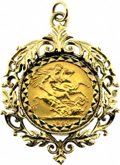 Ornate Leaf Design Sovereign Pendant