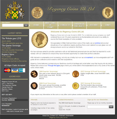 Regency Coins Website