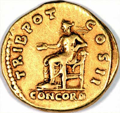 Roman Gold Aureus of Aelius