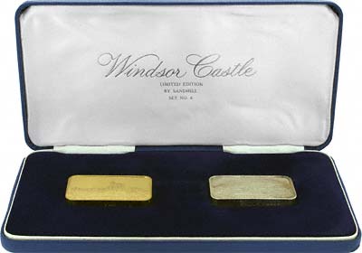 Pair of Gold & Silver of 1972 Windsor Castle Ingots in Box